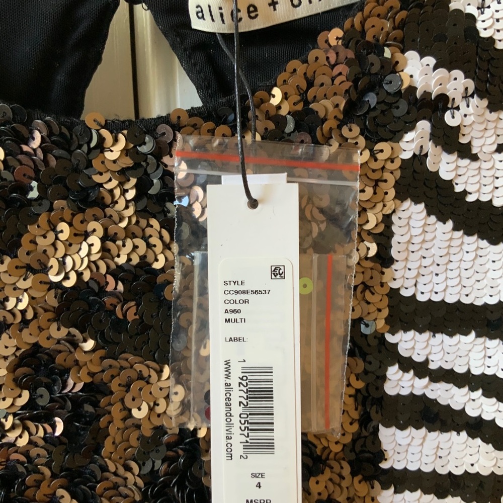 ALICE + OLIVIA JAE MULTI SEQUIN KEYHOLE MINI DRESS - Picture 10 of 16